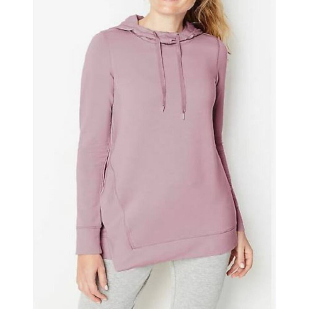 J. Jill Pink Hoodie Tunic Top Size L Long Sleeve‎ Cotton Relaxed Casual Wear